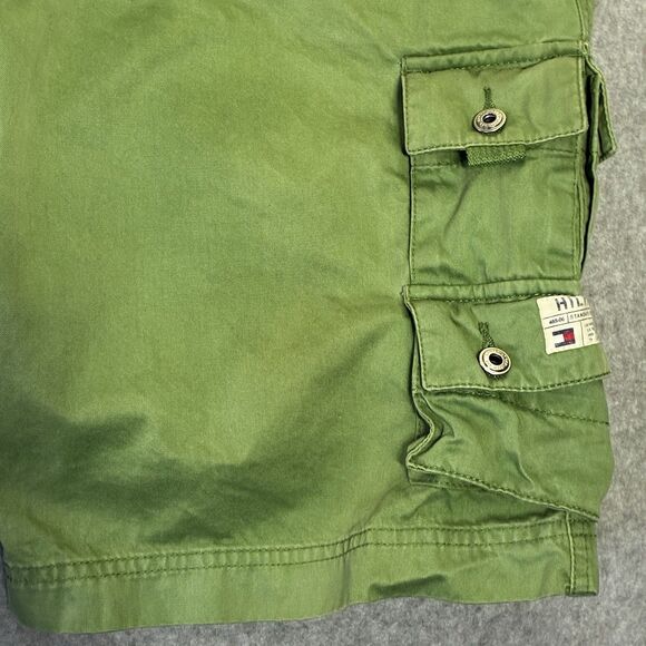 Tommy Hilfiger Cargo Shorts Mens 35 Green Cotton Utility Pockets Y2K 2000s - Picture 3 of 10